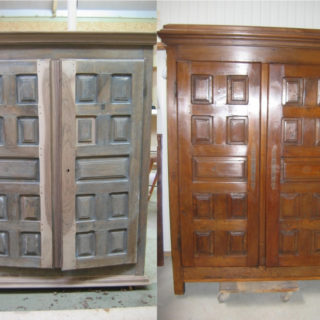 Armoire restaurée avant-après