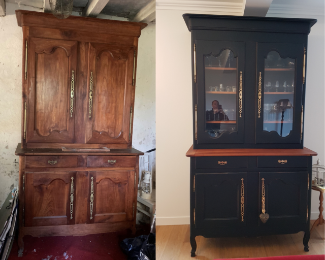 Relooking buffet deux corps ancien