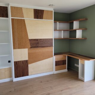 Ensemble bureau-lit-bibliothèque